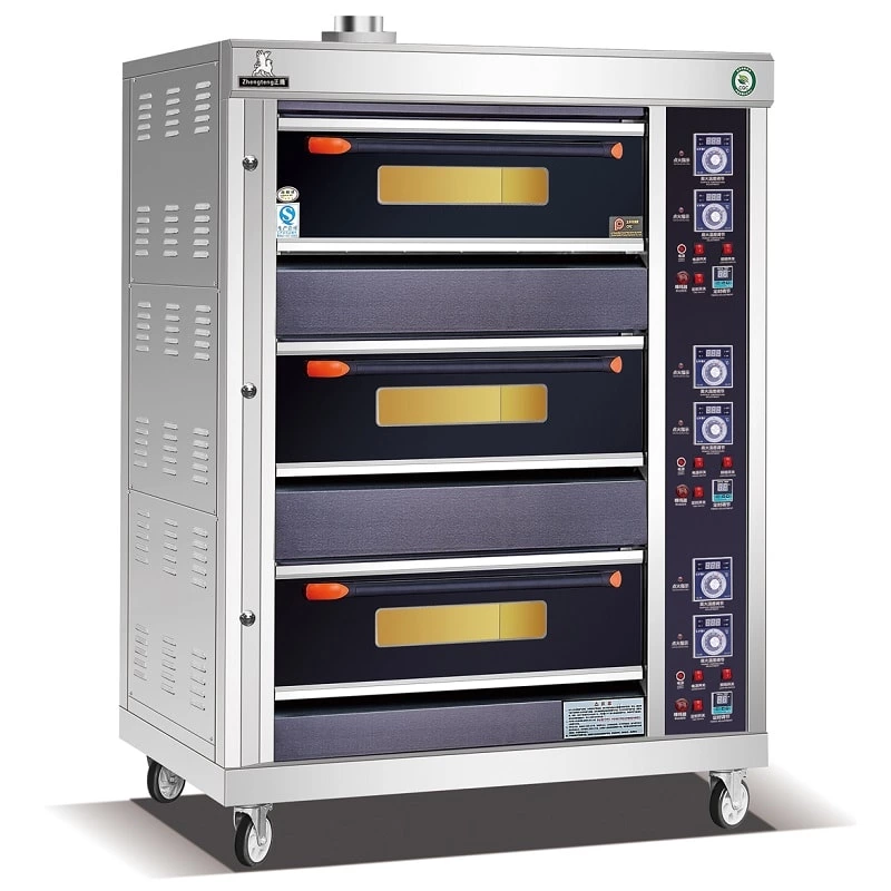 Commercial Stainless Steel 3 Deck 6 Tray Gas Oven