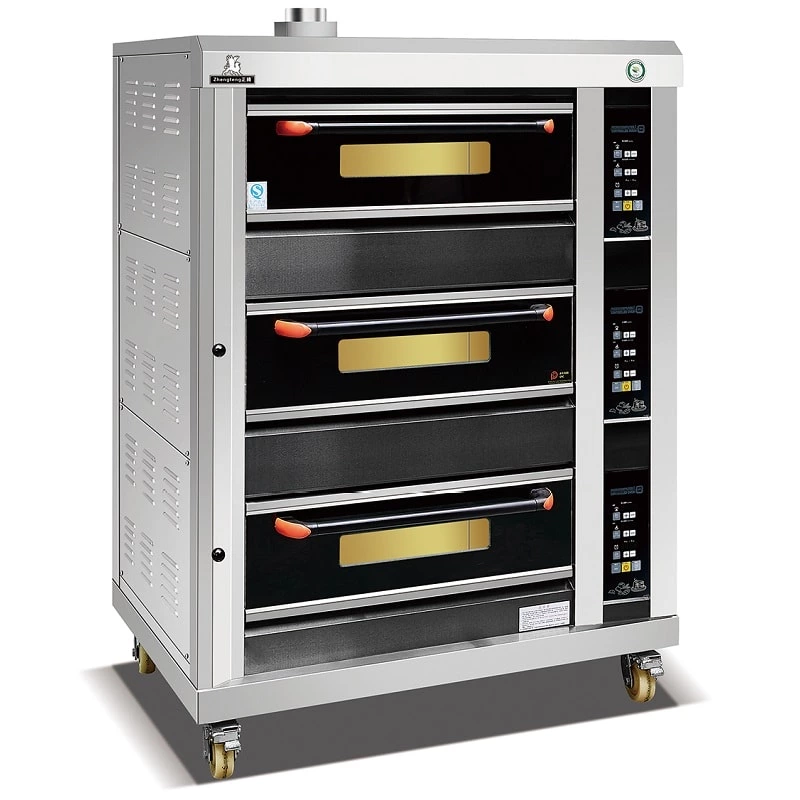 Commercial Stainless Steel 3 Deck 6 Tray Gas Oven