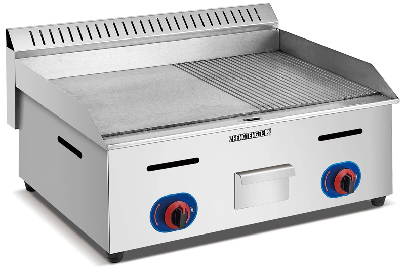 Commercial Cast Iron Two Burner Propane Gas Griddle