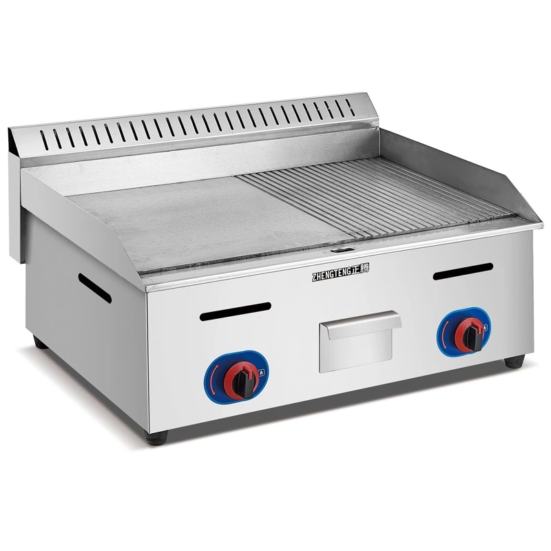 Commercial Cast Iron Two Burner Propane Gas Griddle