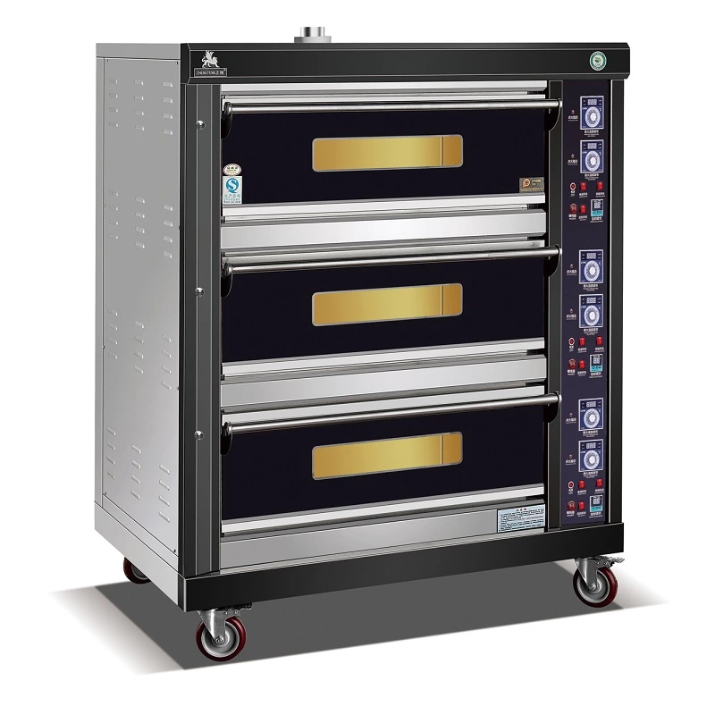 Commercial Stainless Steel 3 Deck 6 Tray Gas Oven