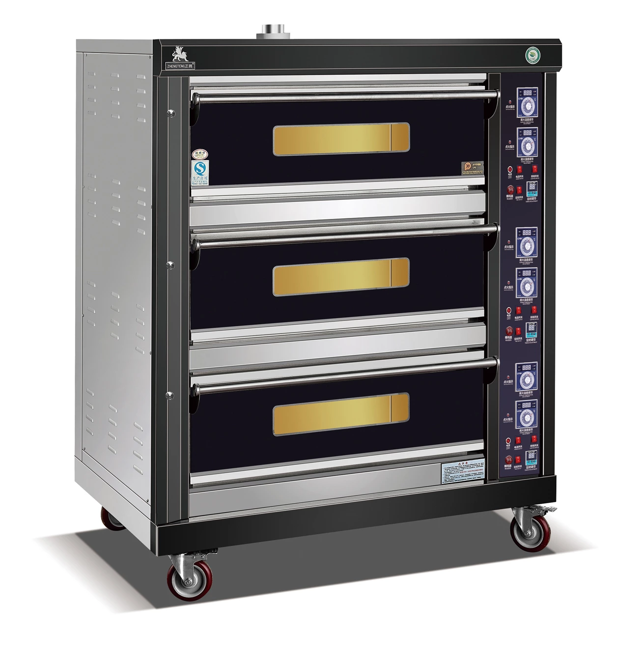 Commercial Stainless Steel 3 Deck 6 Tray Gas Oven
