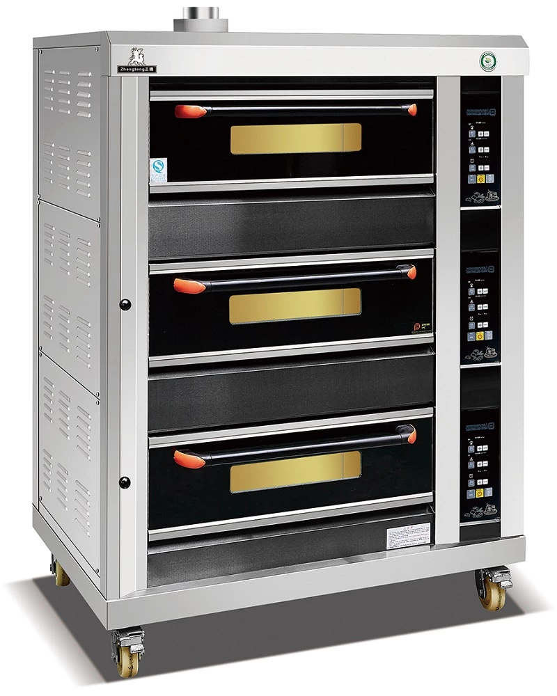 Commercial Stainless Steel 3 Deck 6 Tray Gas Oven