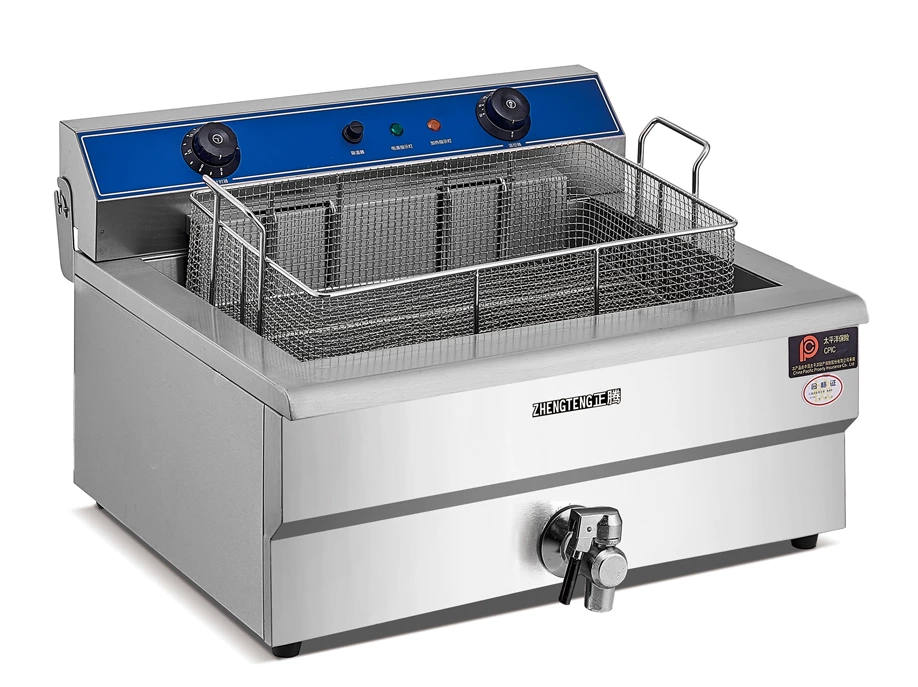 Electric Fish Chip Deep Fryer With Oil Filtration Basket