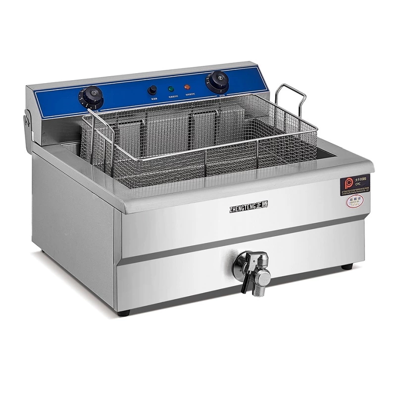 Electric Fish Chip Deep Fryer With Oil Filtration Basket